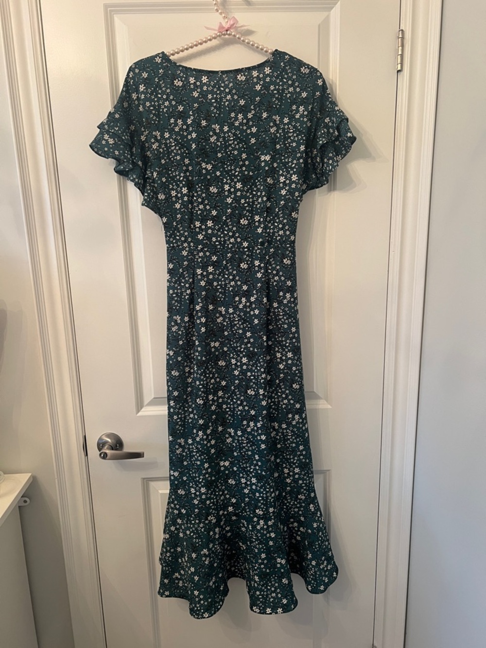 Max Studio Emerald Green Floral Midi Dress - Picture 4 of 5